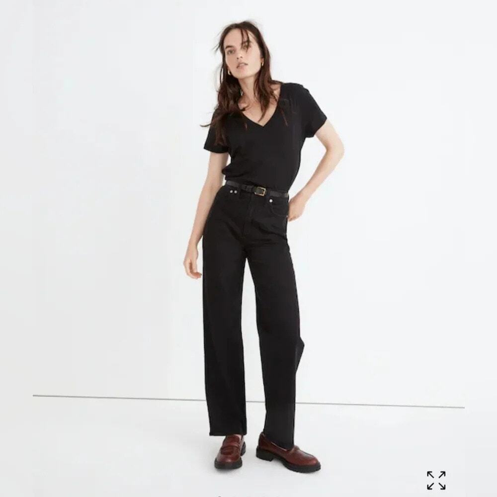 MADEWELL The Petite Perfect Vintage Wide Leg Jean Size 29P Rinsed Black
